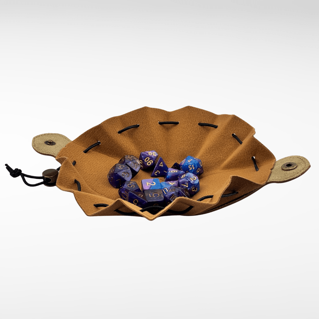 2 - in - 1 Small Leather Dice Pouch & Rolling Tray - Nerd Gear Gaming Inc.
