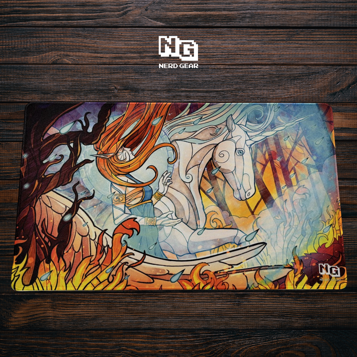 Celestial Ember Maiden - Premium TCG Playmat - MTO - Nerd Gear Gaming Inc.