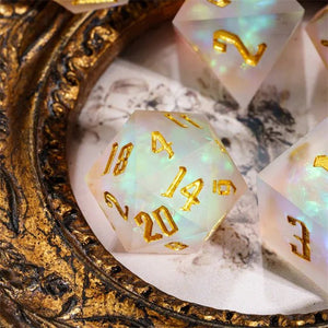 The Aurora Mist – 7pc Handmade Frosted Dice Set - Nerd Gear Gaming Inc.