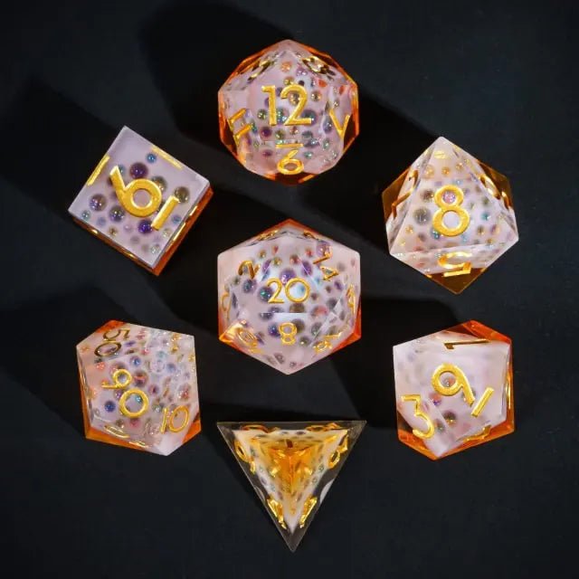 The Brewmaster’s Bounty – 7pc Handmade Sharp Edge Resin Dice Set - Nerd Gear Gaming Inc.