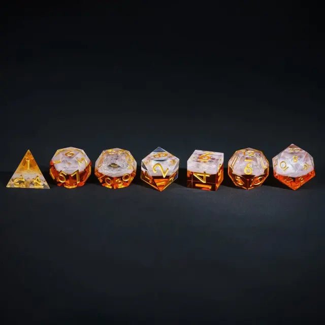 The Brewmaster’s Bounty – 7pc Handmade Sharp Edge Resin Dice Set - Nerd Gear Gaming Inc.