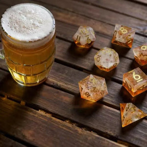 The Brewmaster’s Bounty – 7pc Handmade Sharp Edge Resin Dice Set - Nerd Gear Gaming Inc.