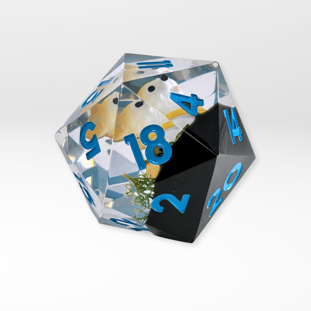 The Corgi Caprice - 55mm Handmade Resin D20 Dice - Nerd Gear Gaming Inc.