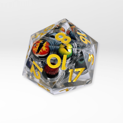 The Dragon's Gaze - 55mm Handmade Resin D20 Dice - Nerd Gear Gaming Inc.