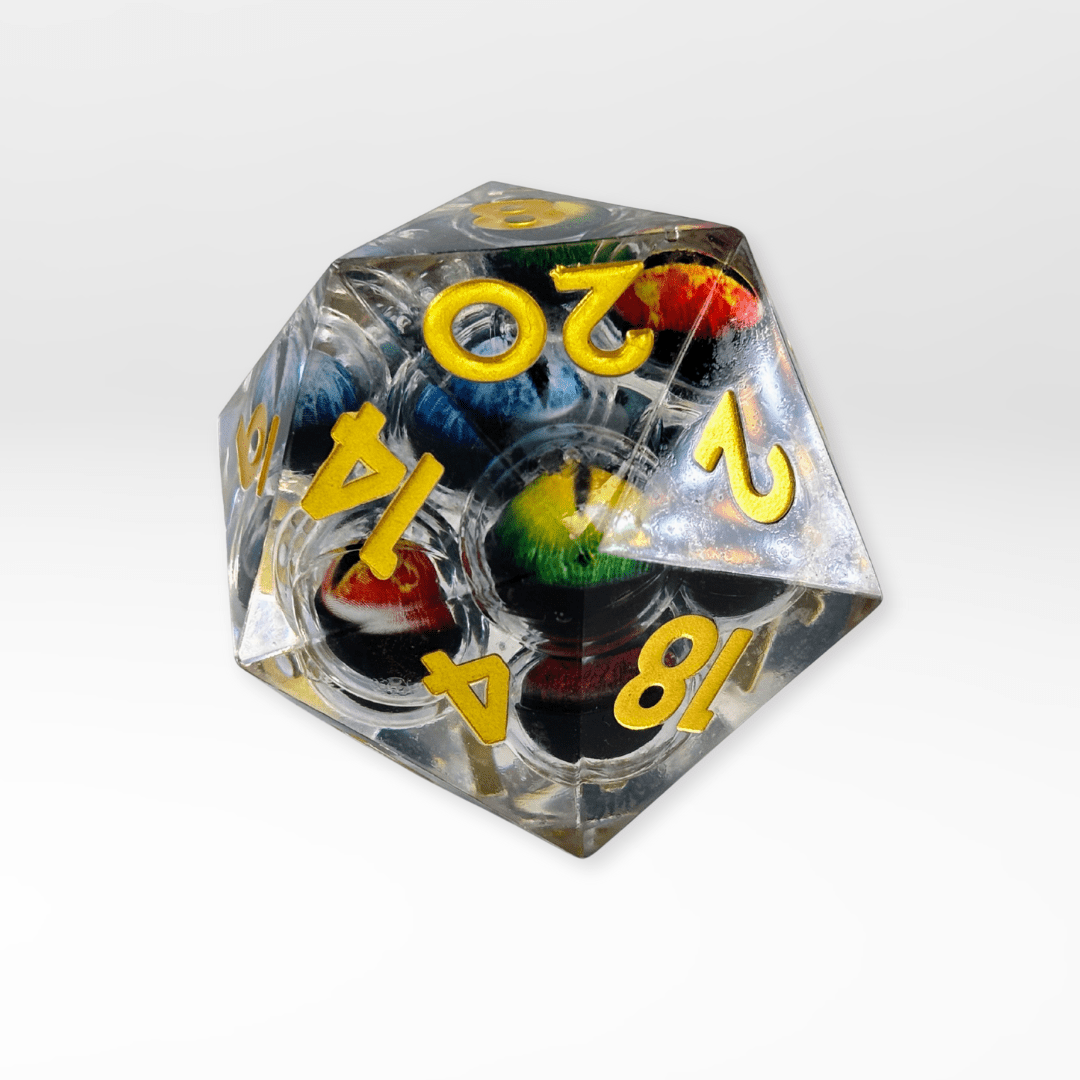 The Dragon's Gaze - 55mm Handmade Resin D20 Dice - Nerd Gear Gaming Inc.
