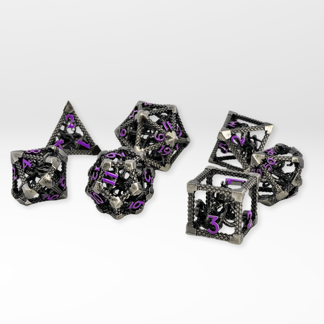 The Kraken's Cage - 7pc Hollow Metal Dice Set - Nerd Gear Gaming Inc.