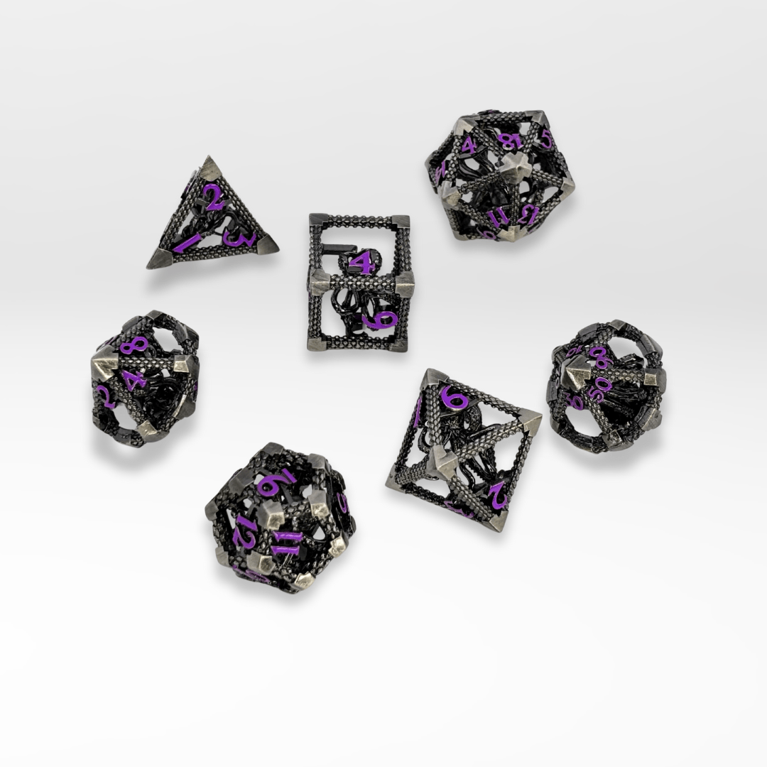 The Kraken's Cage - 7pc Hollow Metal Dice Set - Nerd Gear Gaming Inc.