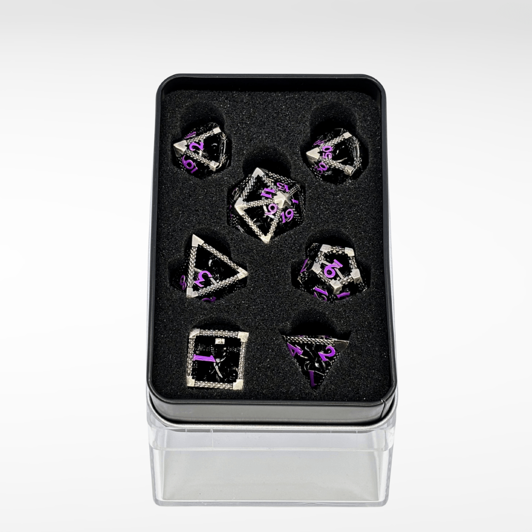 The Kraken's Cage - 7pc Hollow Metal Dice Set - Nerd Gear Gaming Inc.