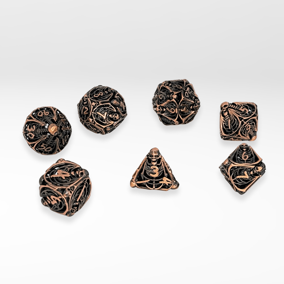 The Necromancer's Coffin - 7pc Hollow Metal Dice Set - Nerd Gear Gaming Inc.