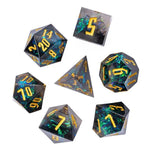 The Obsidian Prism – 7pc Handmade Sharp Dice Set - Nerd Gear Gaming Inc.