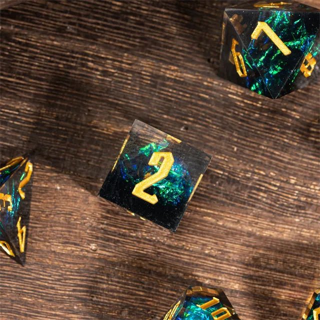 The Obsidian Prism – 7pc Handmade Sharp Dice Set - Nerd Gear Gaming Inc.