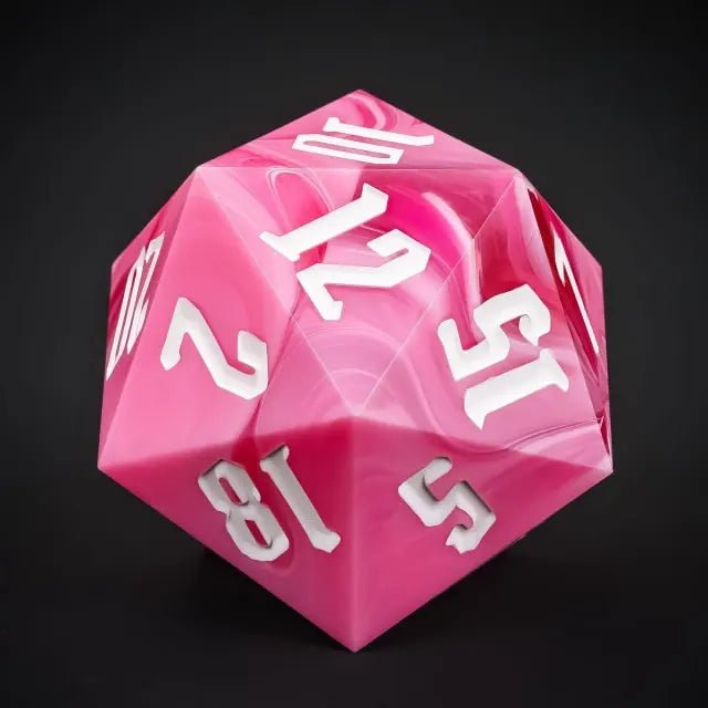 The Potion of Charm – 55mm Pink Acrylic Swirl D20 Dice - Nerd Gear Gaming Inc.