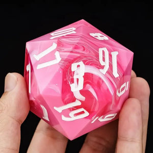 The Potion of Charm – 55mm Pink Acrylic Swirl D20 Dice - Nerd Gear Gaming Inc.