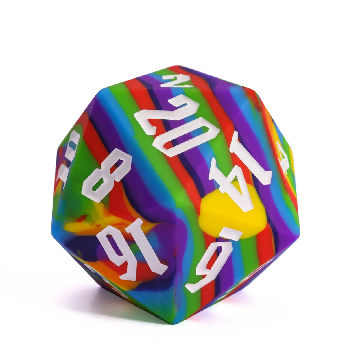 The Rainbow Swirl – 55mm Silicone D20 Dice - Nerd Gear Gaming Inc.