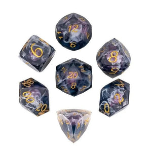 The Shadow Bloom – 7pc Handmade Sharp Lotus Dice Set - Nerd Gear Gaming Inc.
