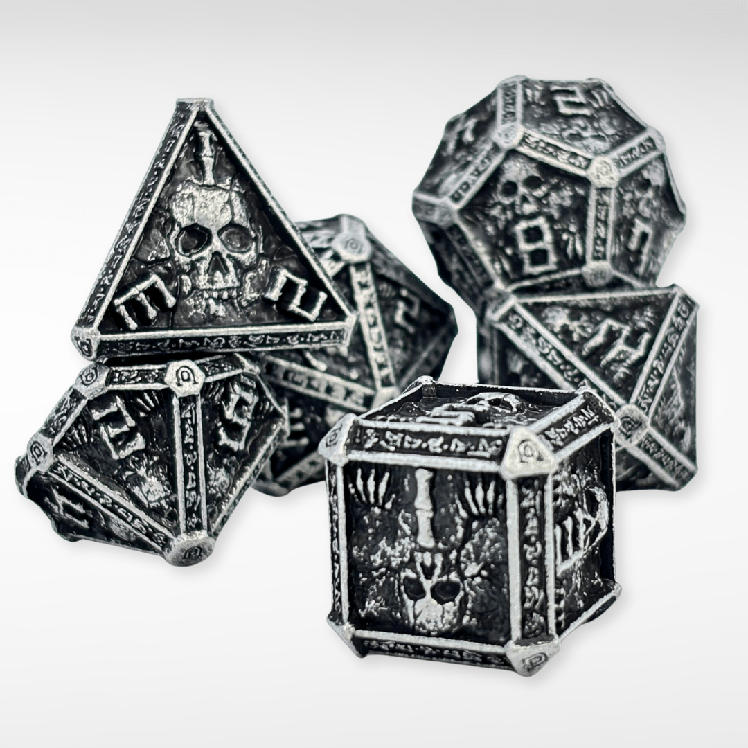 The Wizards Tomb - 7pc Solid Metal Dice Set - Nerd Gear Gaming Inc.